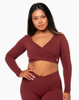 TOP WRAP CROP MANCHES LONGUES SOFTLUXE - RED VELVET