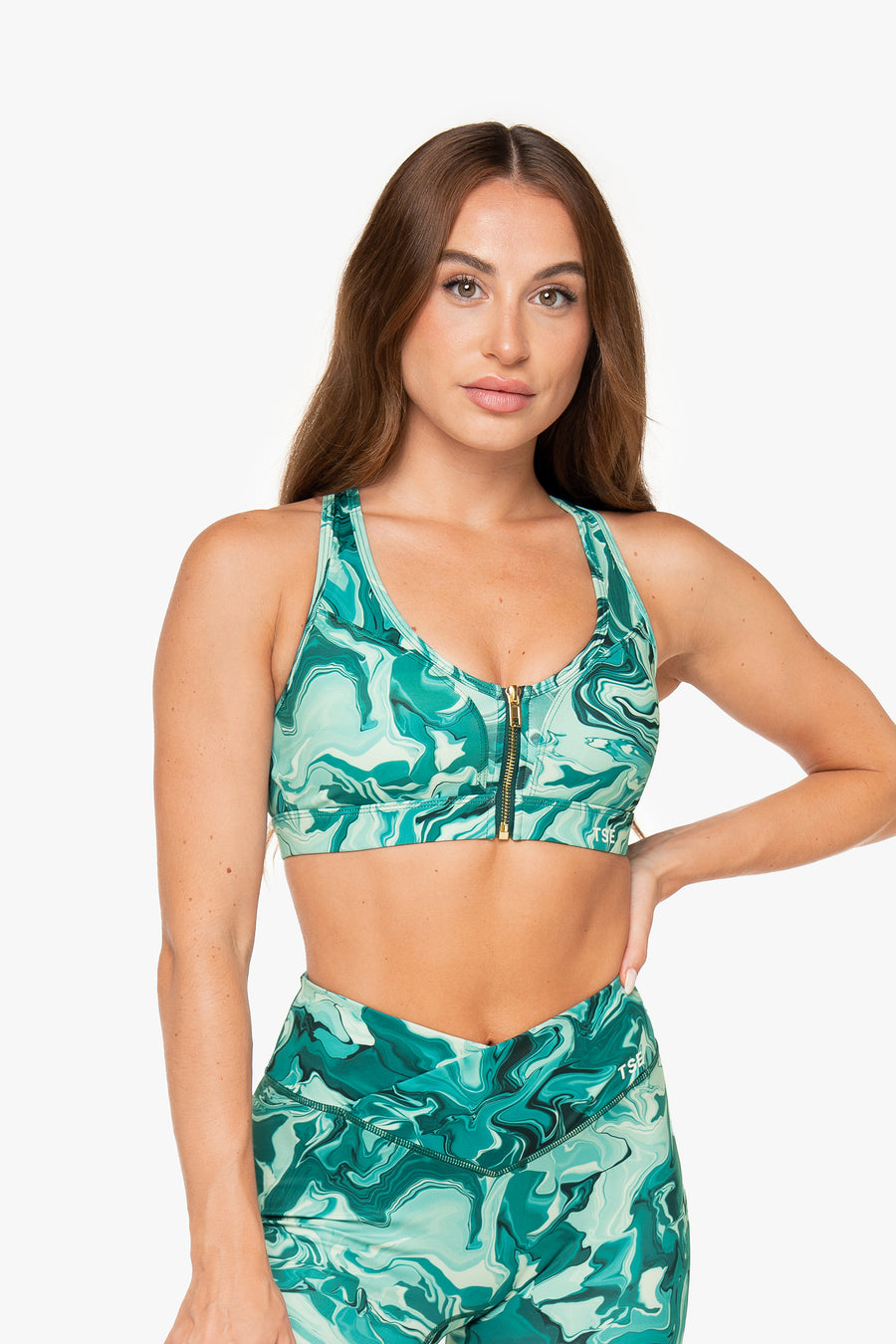 BRASSIERE ZIP TECH - GREEN MARBLE