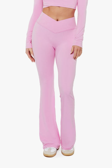 PANTALON CROSSED FLARE SOFTLUXE - ROSE GLOW