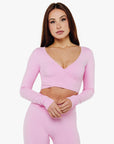 TOP WRAP CROP MANCHES LONGUES SOFTLUXE - ROSE GLOW