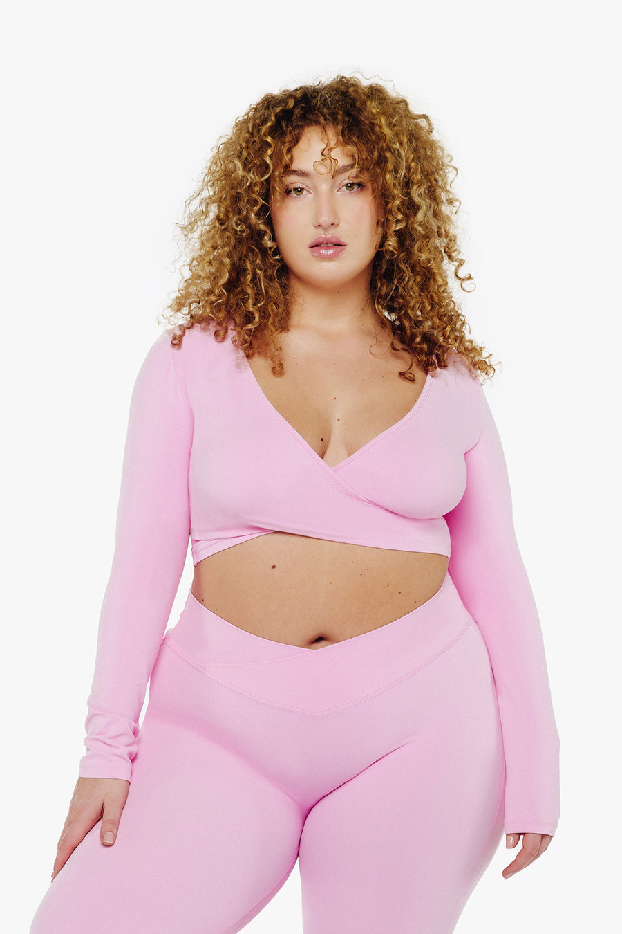 TOP WRAP CROP MANCHES LONGUES SOFTLUXE - ROSE GLOW