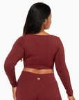 TOP WRAP CROP MANCHES LONGUES SOFTLUXE - RED VELVET