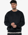 SWEATSHIRT LOOSE MINIMAL "OCTOBER PINK" - BLACK