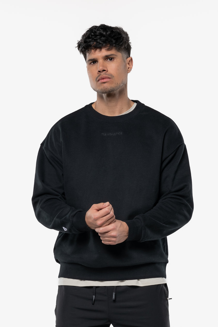 SWEATSHIRT LOOSE MINIMAL "OCTOBER PINK" - BLACK