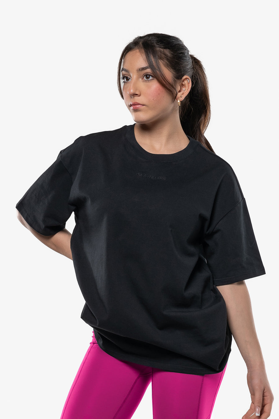 T-SHIRT OVERSIZE "OCTOBER PINK" - BLACK