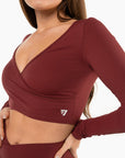 TOP WRAP CROP MANCHES LONGUES SOFTLUXE - RED VELVET