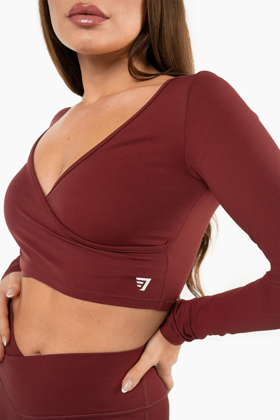 TOP WRAP CROP MANCHES LONGUES SOFTLUXE - RED VELVET