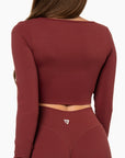 TOP WRAP CROP MANCHES LONGUES SOFTLUXE - RED VELVET