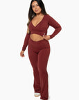 TOP WRAP CROP MANCHES LONGUES SOFTLUXE - RED VELVET