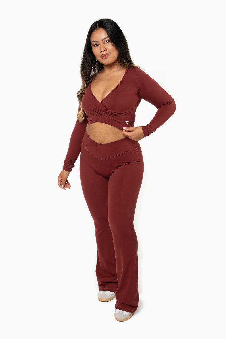 TOP WRAP CROP MANCHES LONGUES SOFTLUXE - RED VELVET