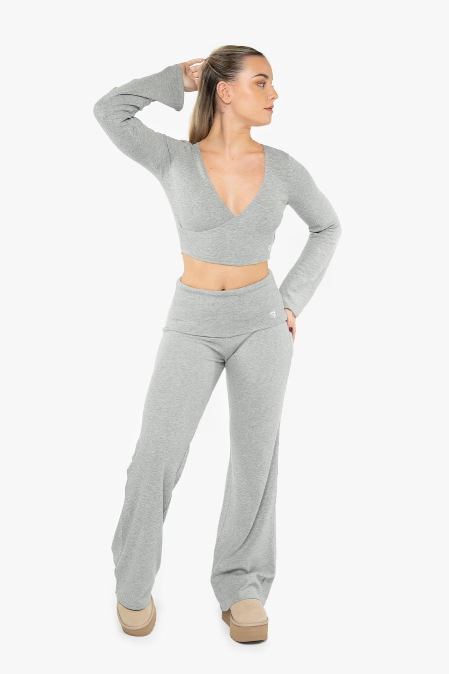 TOP WRAP CROP MANCHES LONGUES COMFYCLOUD - MARL