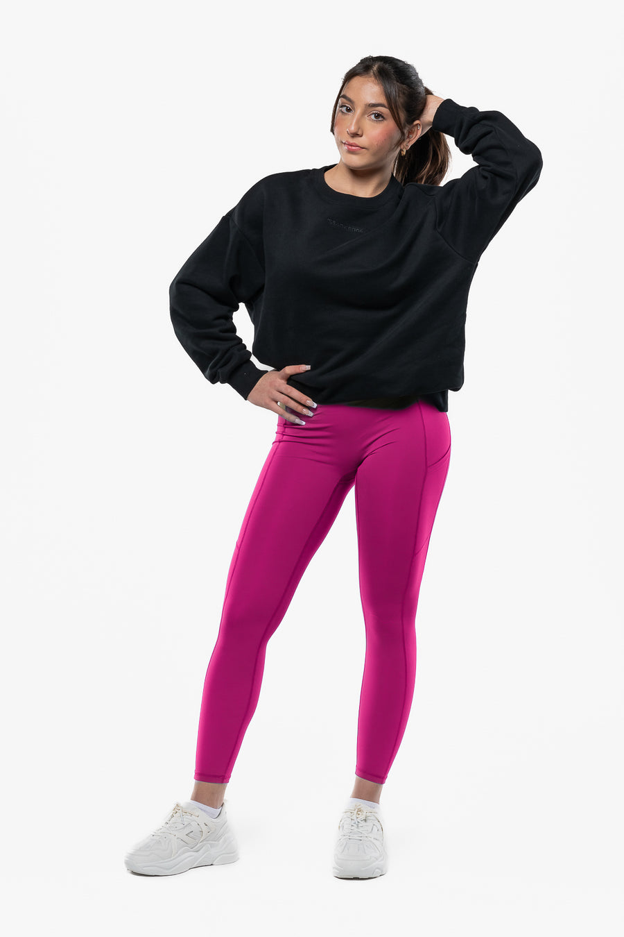 SWEATSHIRT LOOSE MINIMAL "OCTOBER PINK" - BLACK