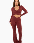 TOP WRAP CROP MANCHES LONGUES SOFTLUXE - RED VELVET