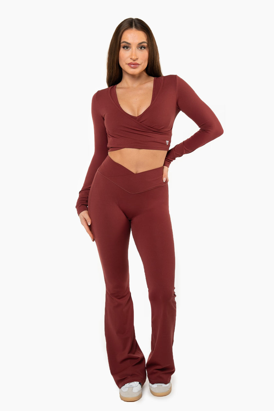 TOP WRAP CROP MANCHES LONGUES SOFTLUXE - RED VELVET