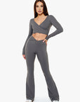 PANTALON CROSSED FLARE SOFTLUXE  - MOON GREY