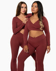 TOP WRAP CROP MANCHES LONGUES SOFTLUXE - RED VELVET