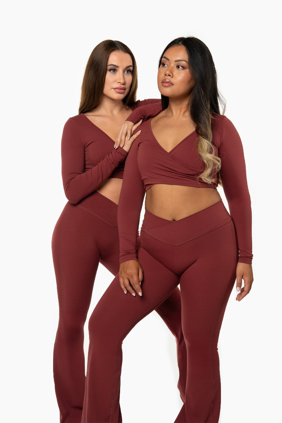 TOP WRAP CROP MANCHES LONGUES SOFTLUXE - RED VELVET