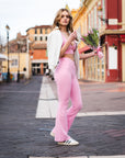 PANTALON CROSSED FLARE SOFTLUXE - ROSE GLOW