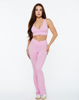 PANTALON CROSSED FLARE SOFTLUXE - ROSE GLOW