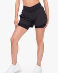 SHORT 2 IN 1 CROSSED - BLACK