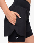 SHORT 2 IN 1 CROSSED - BLACK