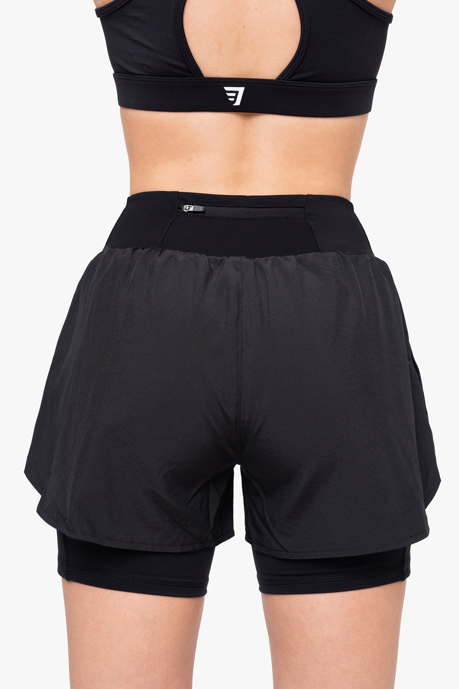 SHORT 2 IN 1 CROSSED - BLACK