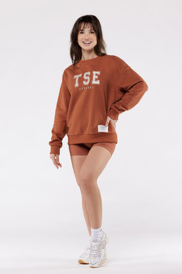 SWEATSHIRT LOOSE VARSITY - CARAMEL