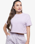 T-SHIRT MINIMAL CROP MANCHES COURTES - LILAC