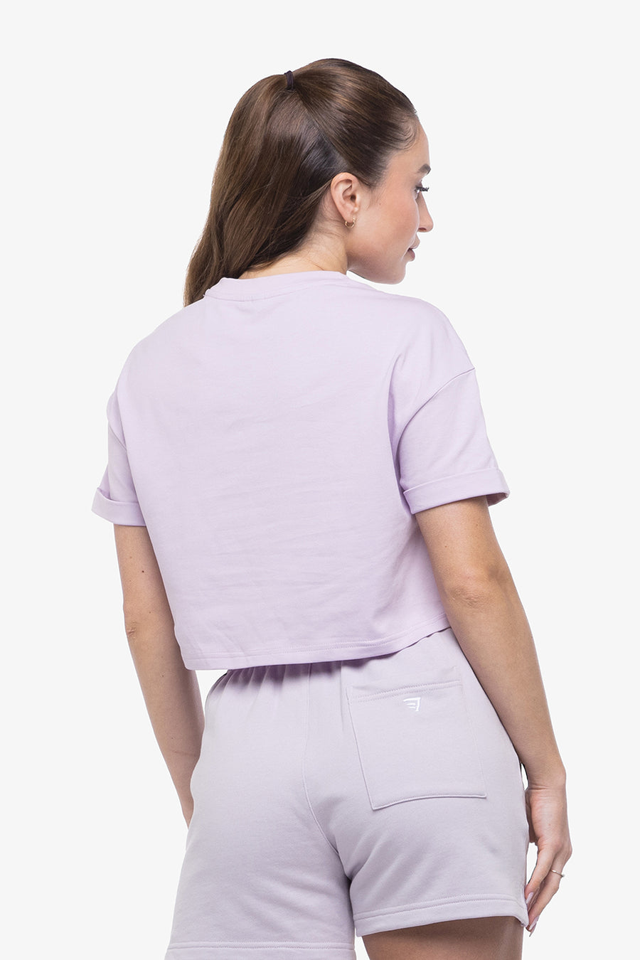 T-SHIRT MINIMAL CROP MANCHES COURTES - LILAC